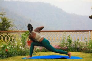 Black lady practicing yoga
